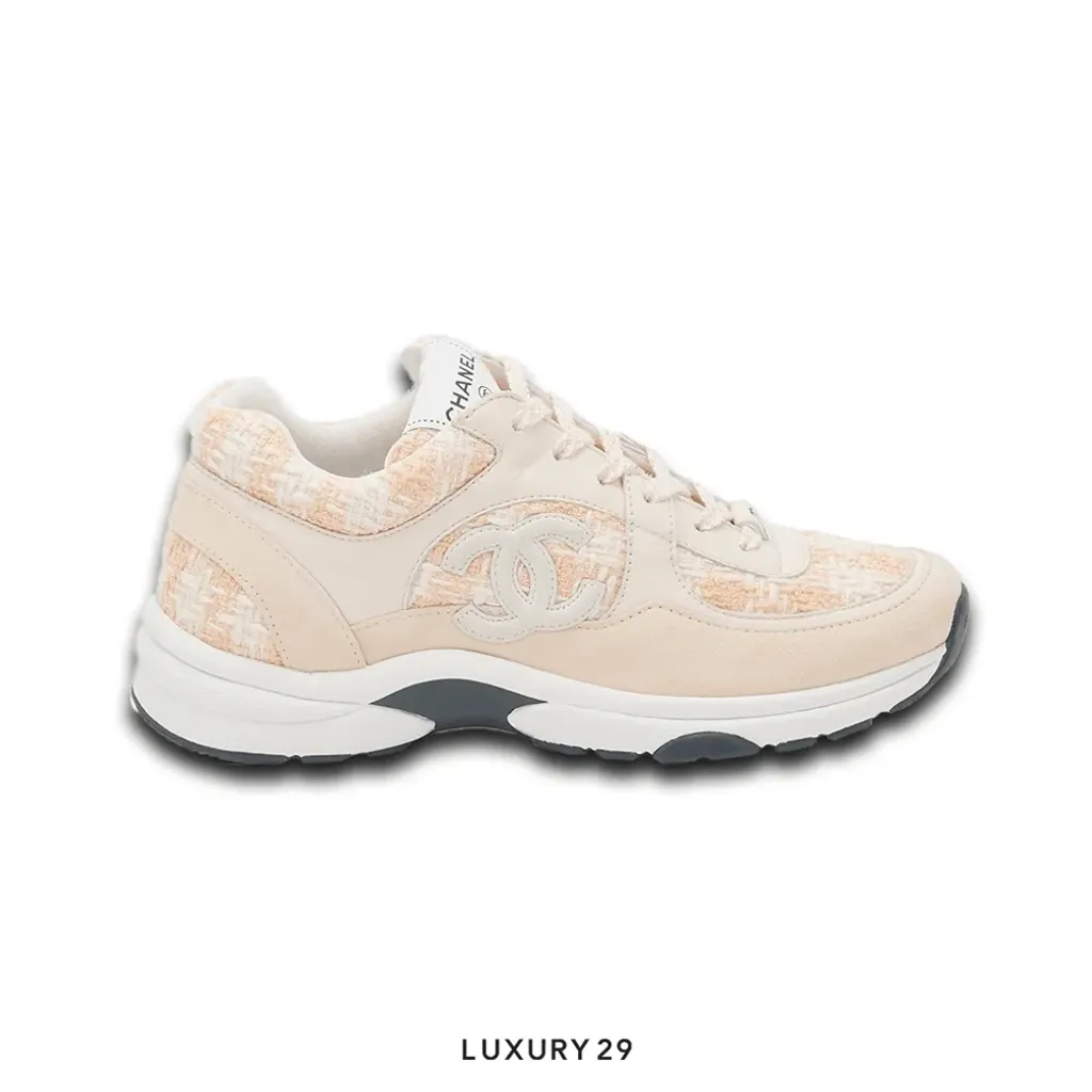 Chanel Trainers Coton Tweed, Suede Calfskin & Calfskin Orange & Ecru(41, Orange)
