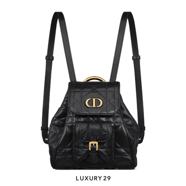 Dior Small Dior Caro Backpack Black Macrocannage Lambskin