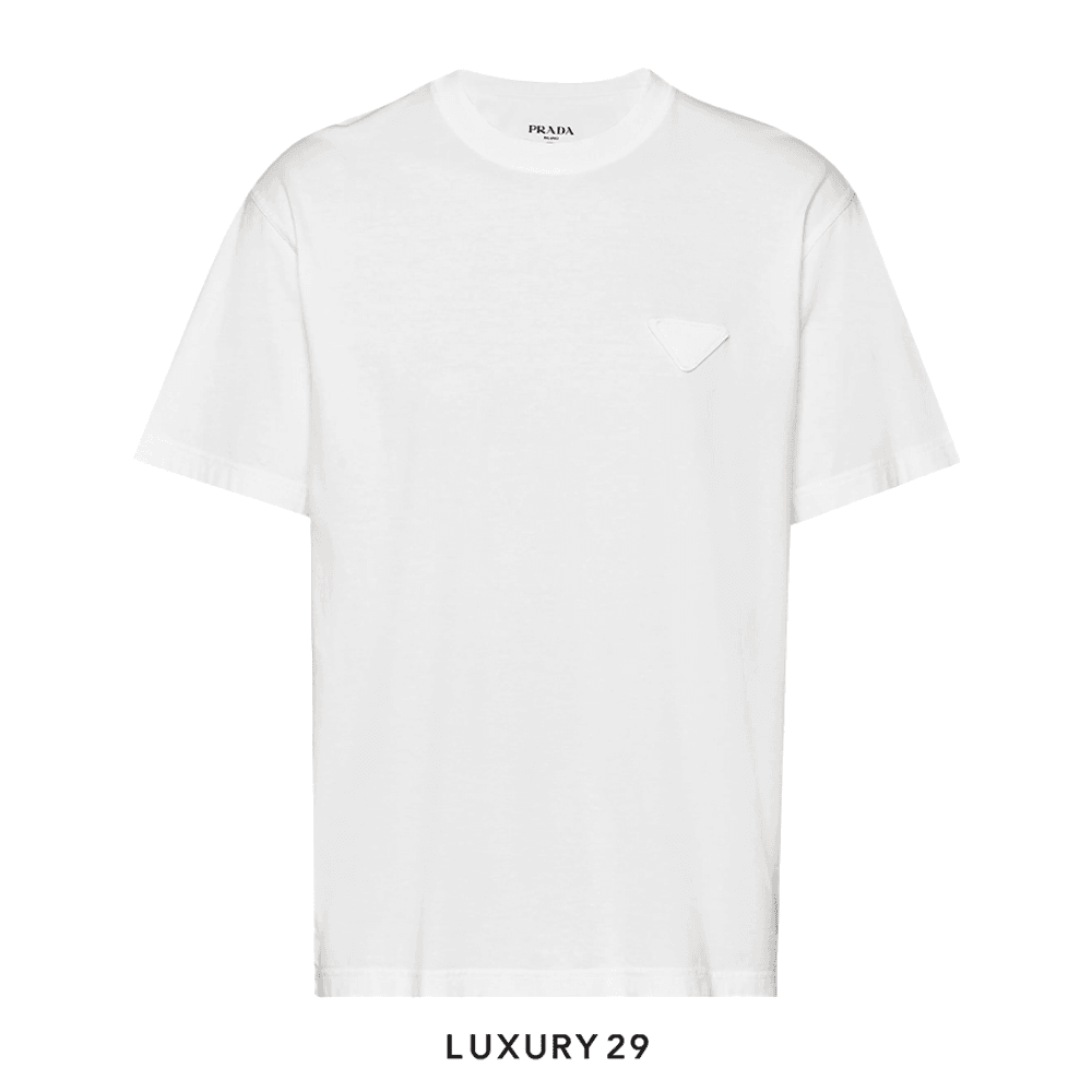 Prada Short-Sleeved Cotton Tee T-shirt Sabbia(L, Neutrals)