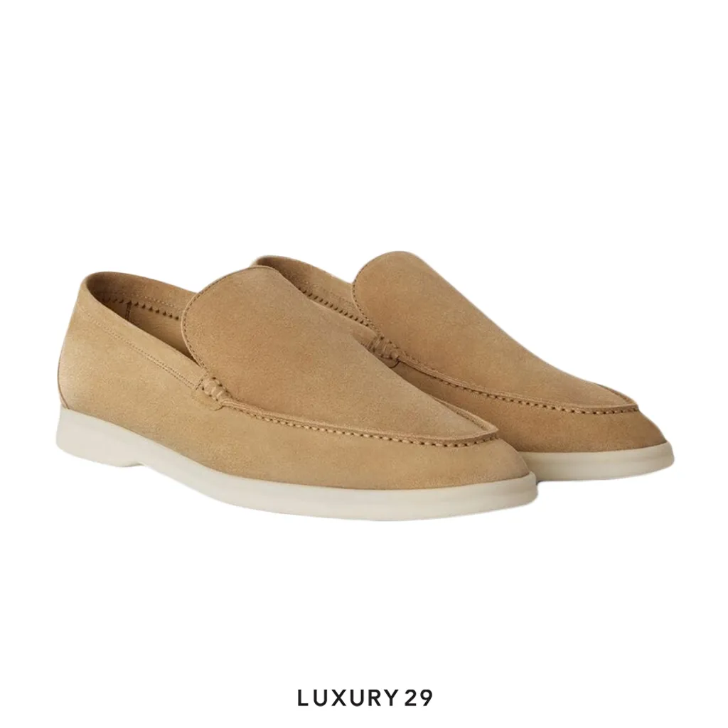Loro Piana Summer Walk Loafer Suede Light Wood Smoke(42, Brown)