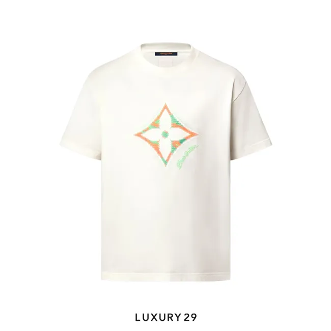 LOUIS VUITTON LV Monogram Flower 3D Gradient Print T-Shirt Milk White