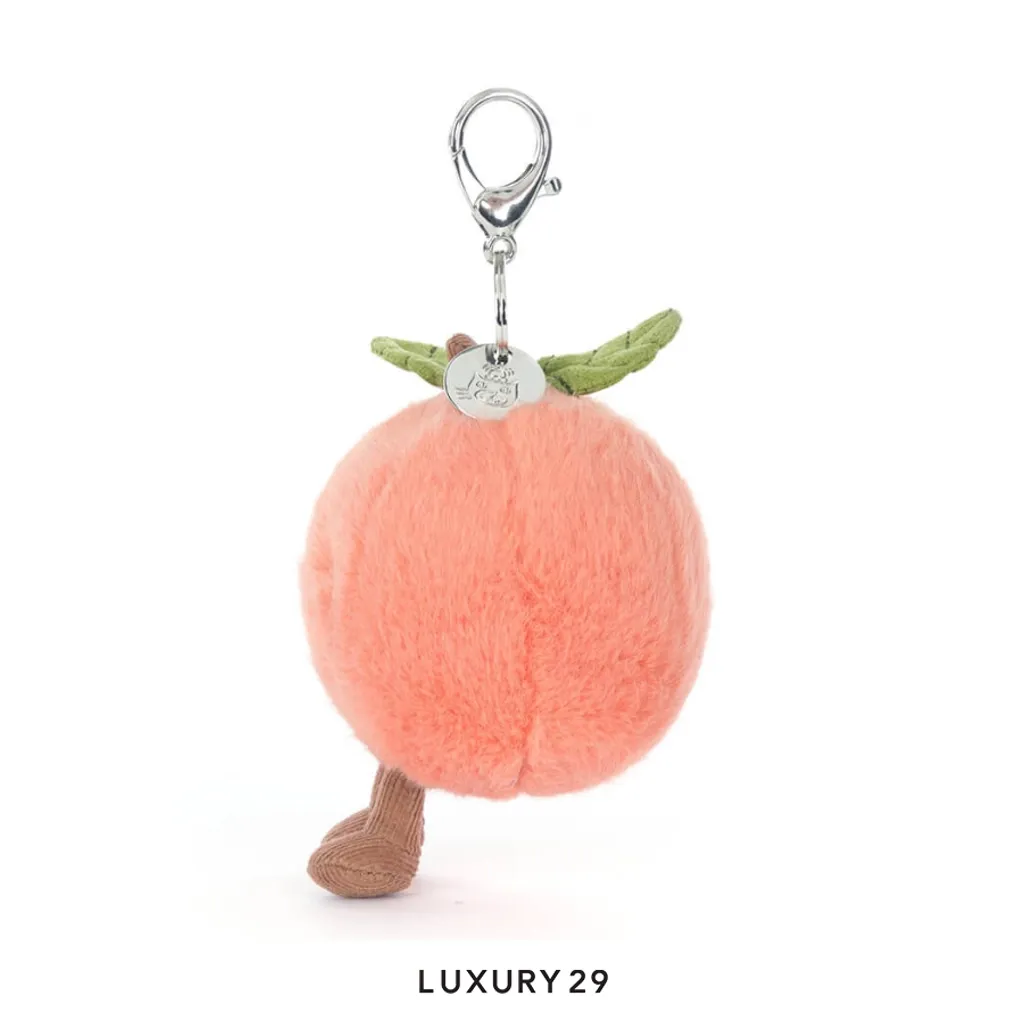 JellyCat Amuseables Peach Bag Charm(Small, Orange)