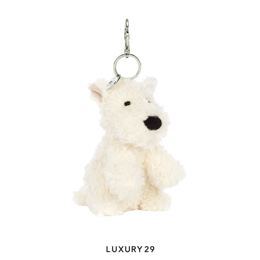 JellyCat Munro Scottie Dog Bag Charm White(Small, White)