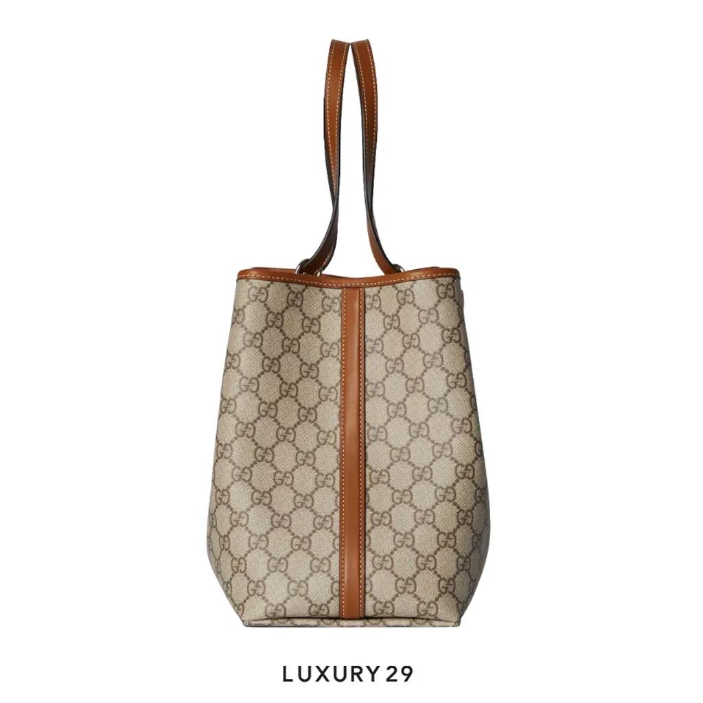 Gucci GG Emblem large tote bag Beige and dark brown new GG Monogram coated fabric(Large, Brown)