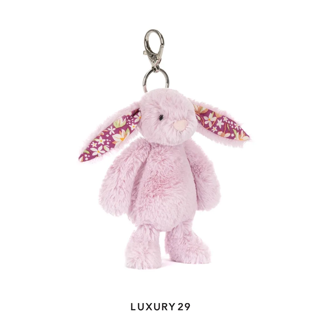 JellyCat Thistlepop Blossom Bunny Bag Charm Purple(Small, Purple)
