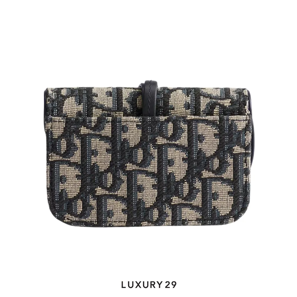 Dior Saddle Sunflower Wallet Blue Oblique Jacquard(Mini, Blue)