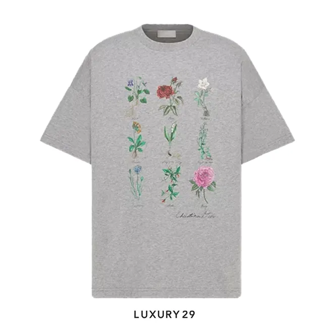 Dior T-Shirt Gray Slub Cotton Jersey