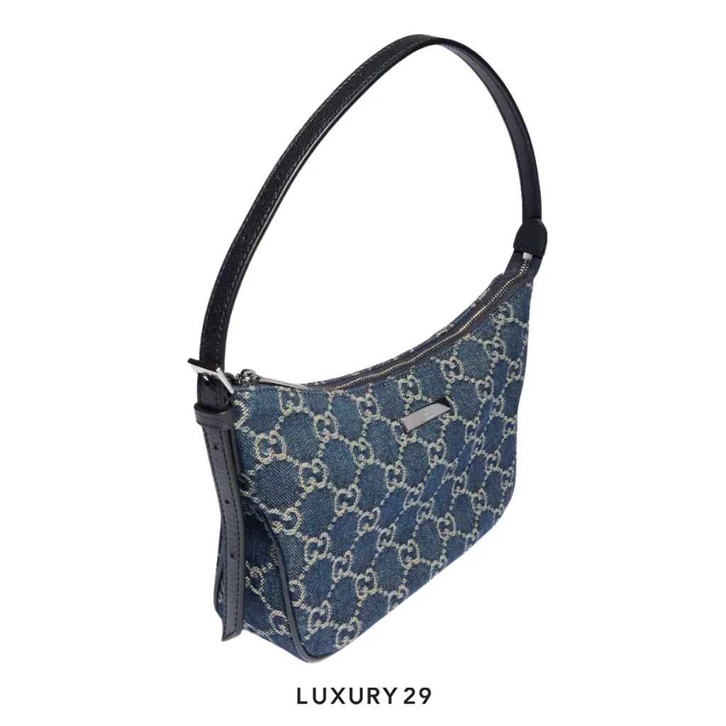 Gucci Lady Lunetta small shoulder bag Denim(Small, Blue)