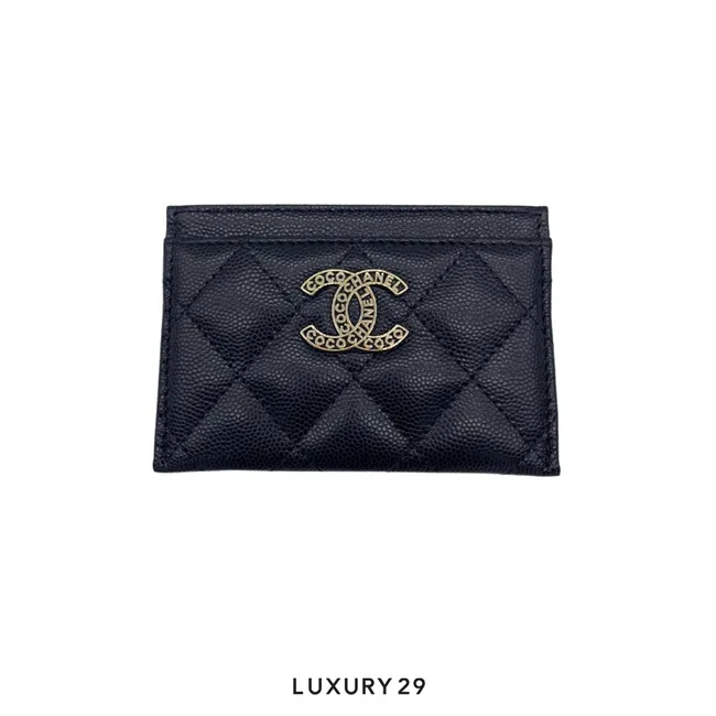 Chanel Card Holder Wallet Black Caviar with CC Logo
