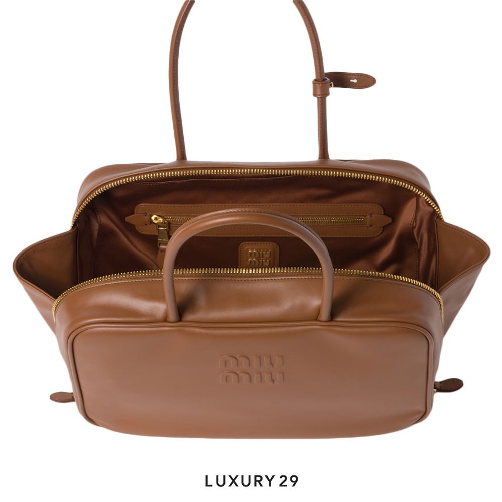 Miu Miu Leather Beau bag trick In Radica(Large, Brown)