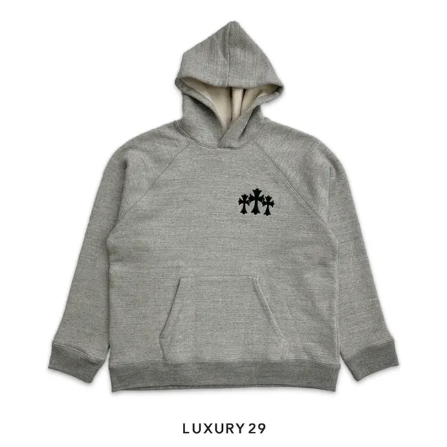 Chrome Hearts Back CH Logo Cross Hoodie Grey