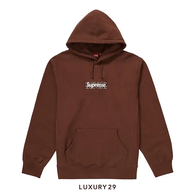 Supreme Bandana Box Logo Hooded Sweatshirt Dark Brown