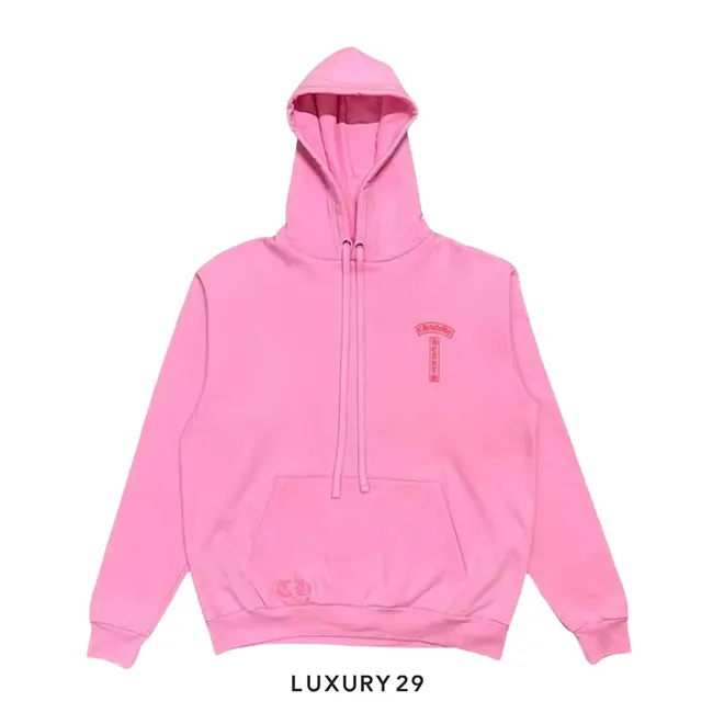 Chrome Hearts Red Logo Hoodie Pink