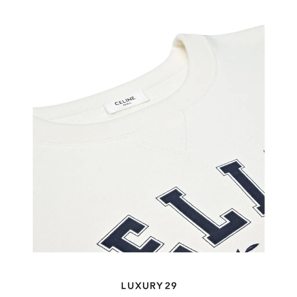 Celine oversized sweatshirt IN cotton fleece WASHED WHITE/NAVY(S, White)