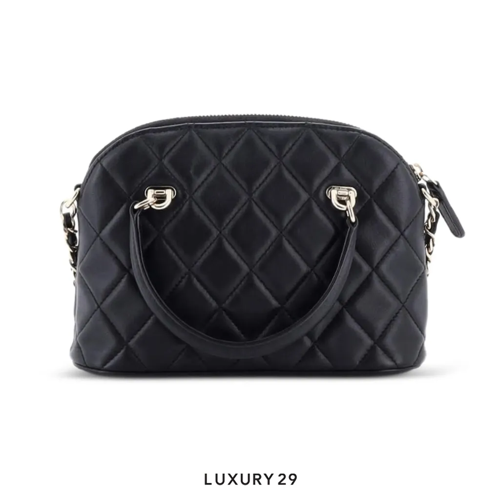 Chanel CC Dome Zip Shopping Bag Quilt Lambskin Mini crossbody bag(Mini, Black)