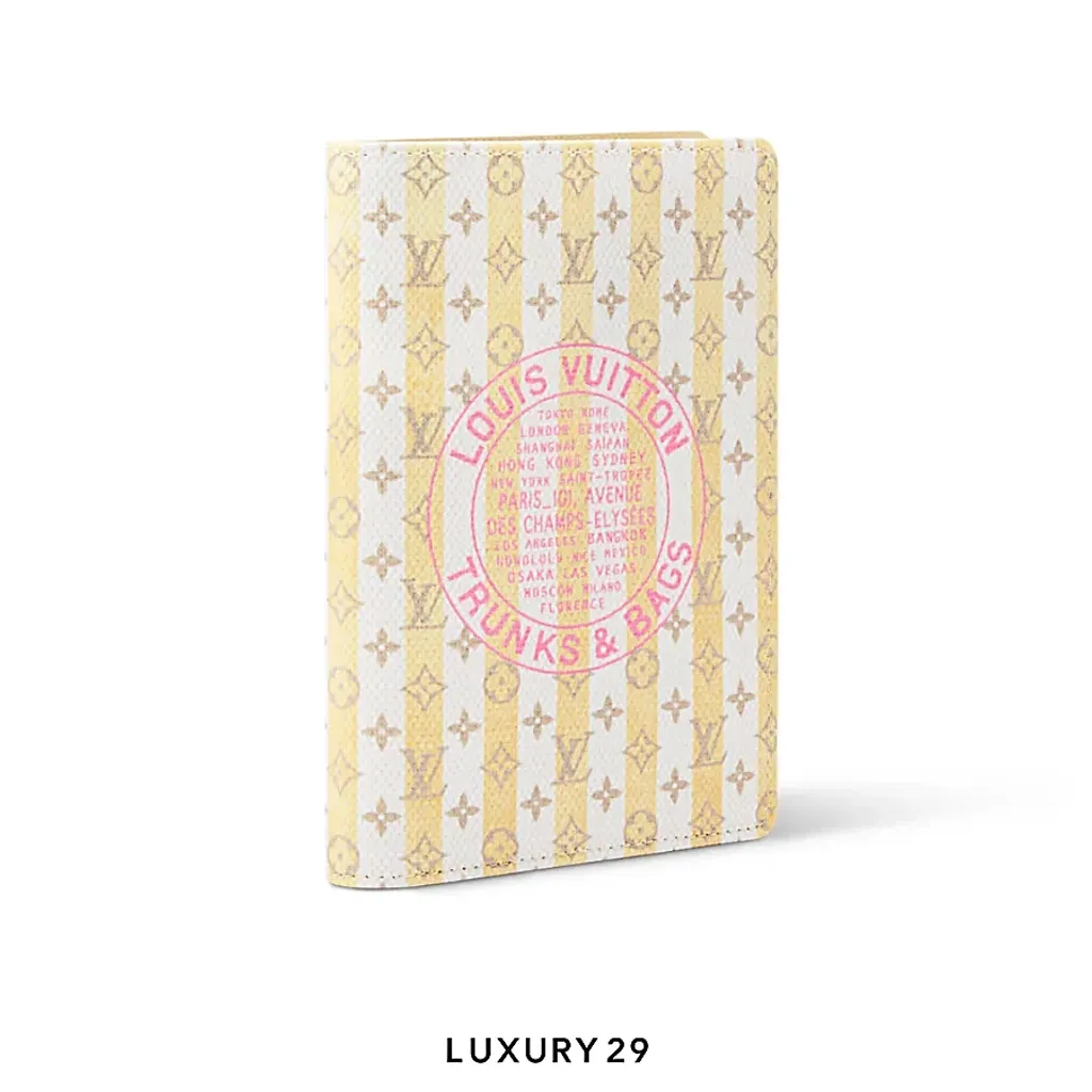 Louis Vuitton LV Passport Cover Banana Yellow with LV Stamp Monogram Canvas(Small, Yellow)