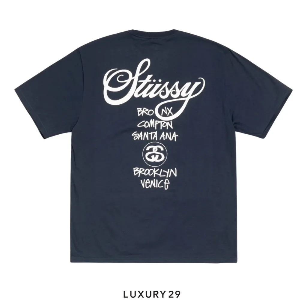 Stussy WORLD TOUR TEE NAVY(M, Blue)