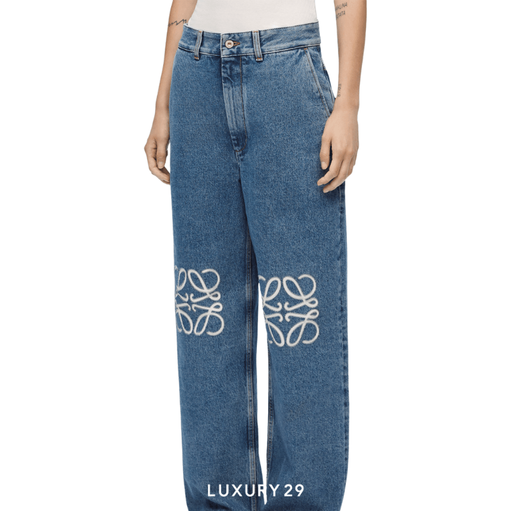 Loewe Anagram baggy jeans in denim Mid Blue Denim(48, Blue)