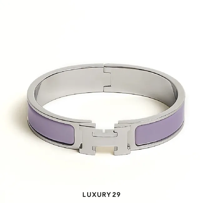 Hermes Clic H Bracelet Silver plated Lilas