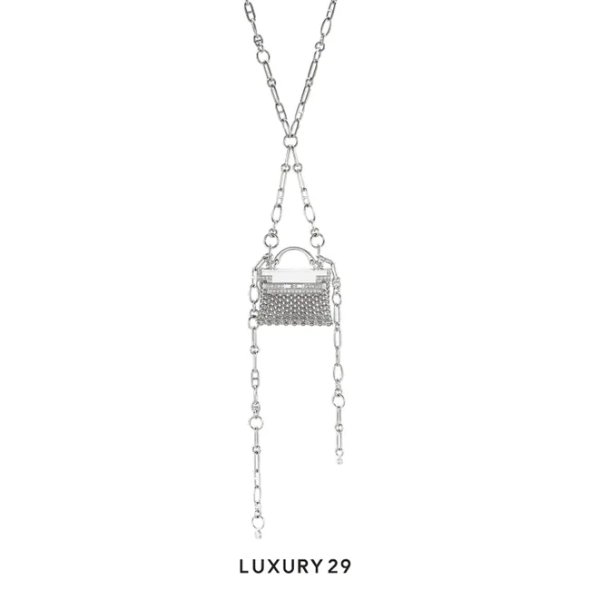 Hermes Limited Edition 18K White Gold and Diamond Precieux Kelly Necklace