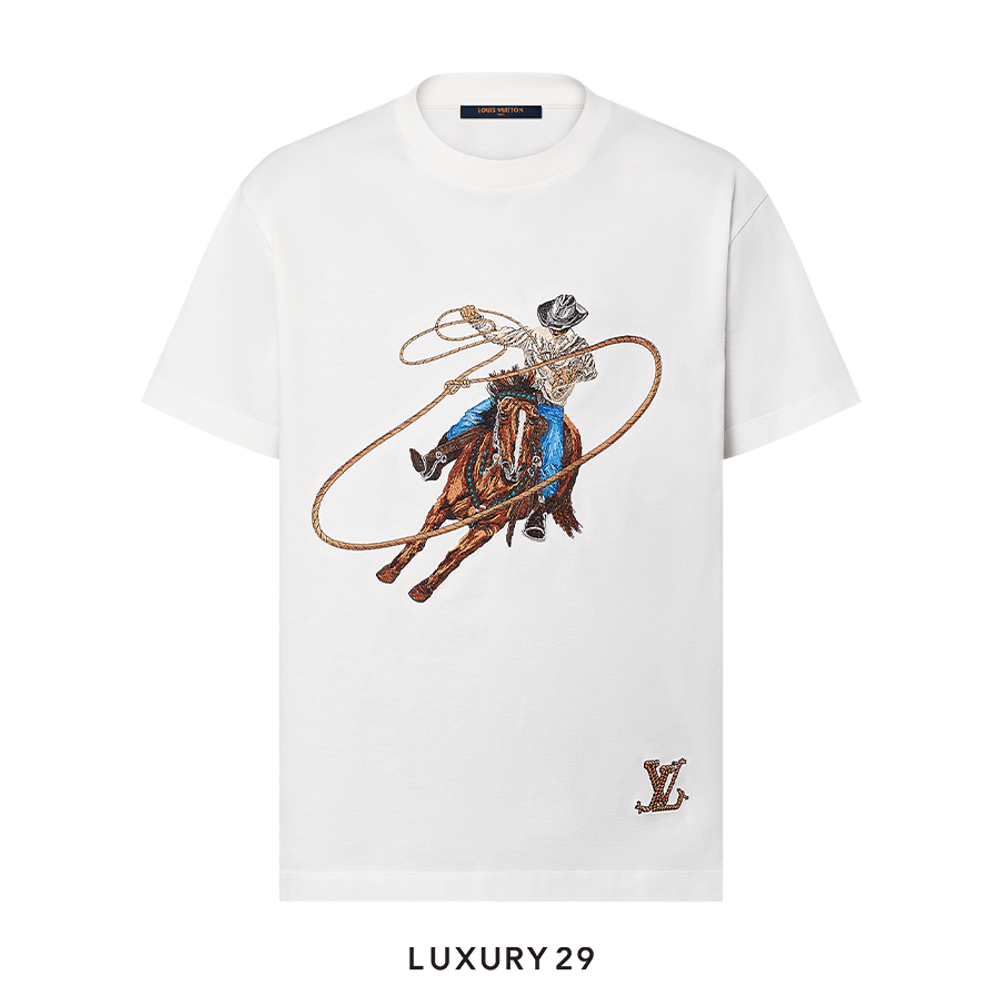 【Louis Vuitton】最新作★Embroidered コットンTシャツ Embroidered Signature Cotton T-Shirt - Ready-to-Wear | LOUIS
