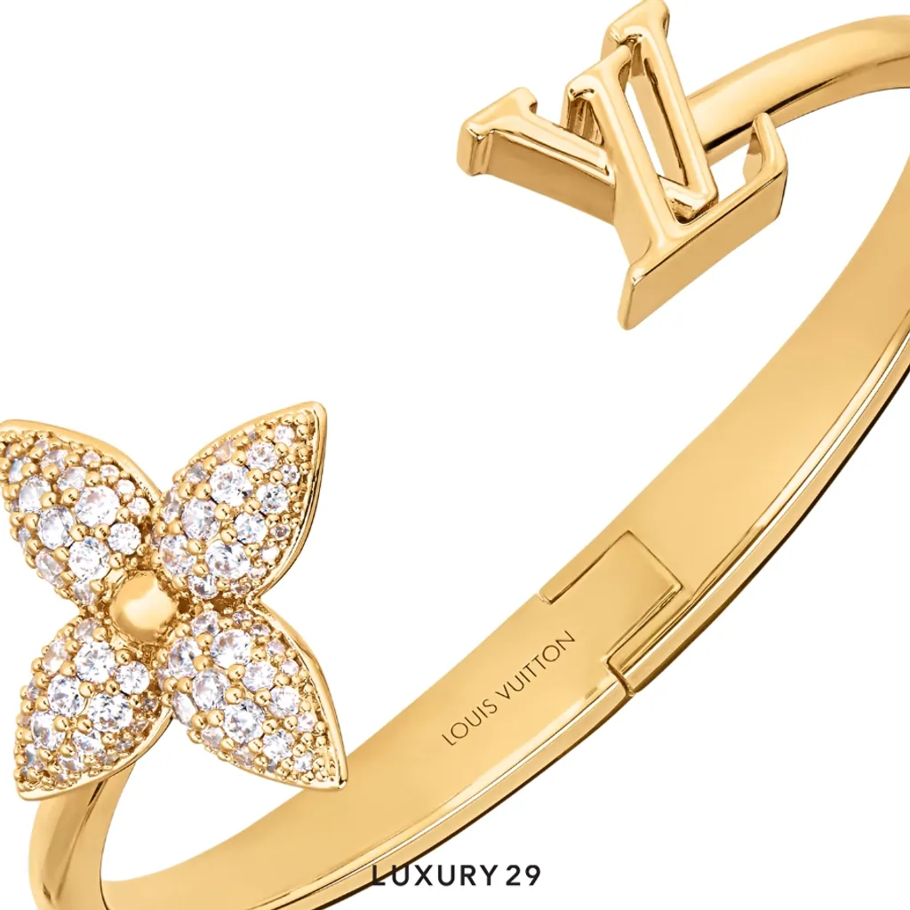 Louis Vuitton Louisette Signature Strass Bracelet(Small, Gold)