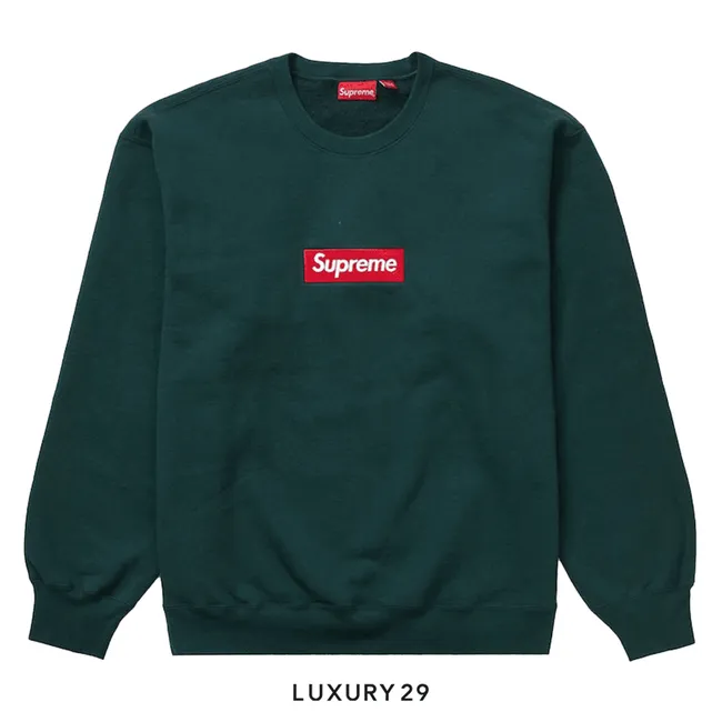 Supreme Box Logo Crewneck  (FW22) Dark Pine