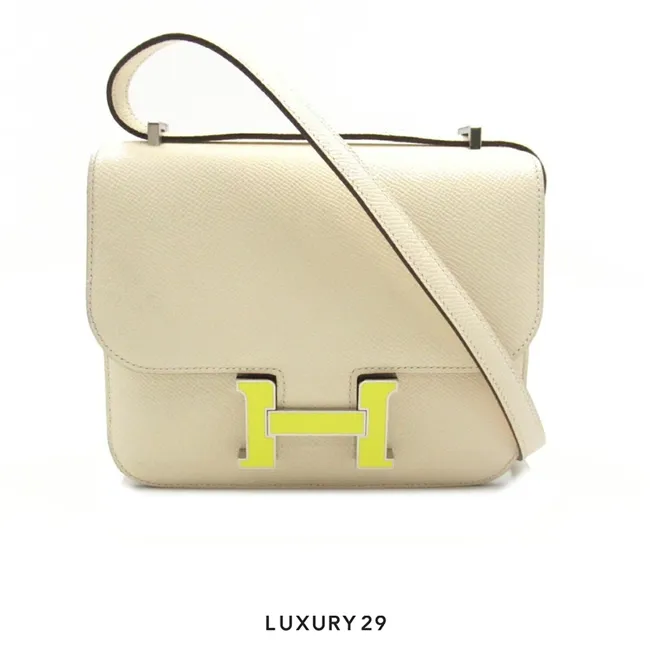 Hermes Constance III Mini Epsom Leather White/Yellow B Stamp  (Feb2024)