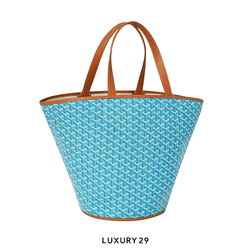 Goyard Belharra Bag Turquoise & Tan With Croc Universel Tan(Small, White)