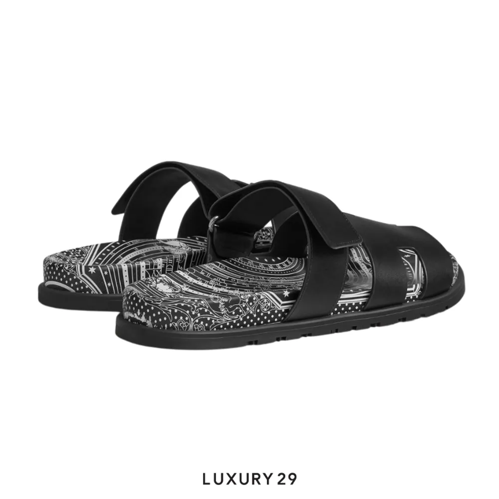 Hermes Unisex Street Style Logo Sandals Noir(43, Black)