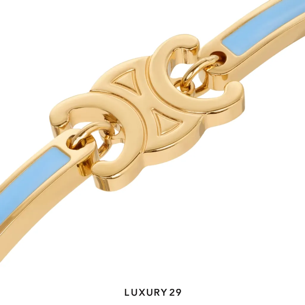Celine Triomphe Articulated bracelet Light blue/Gold(Free Size, Blue)