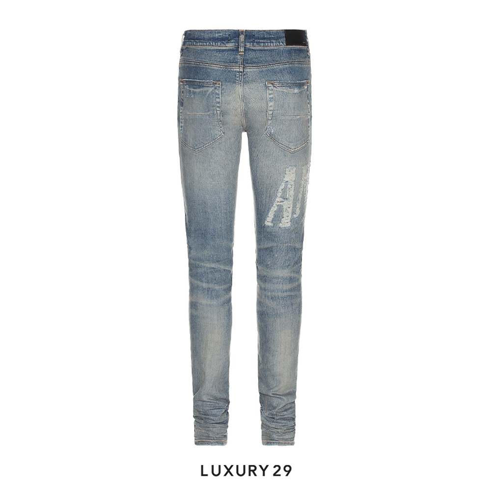 AMIRI DISTRESSED LOGO JEAN CLAY INDIGO(S, Blue)