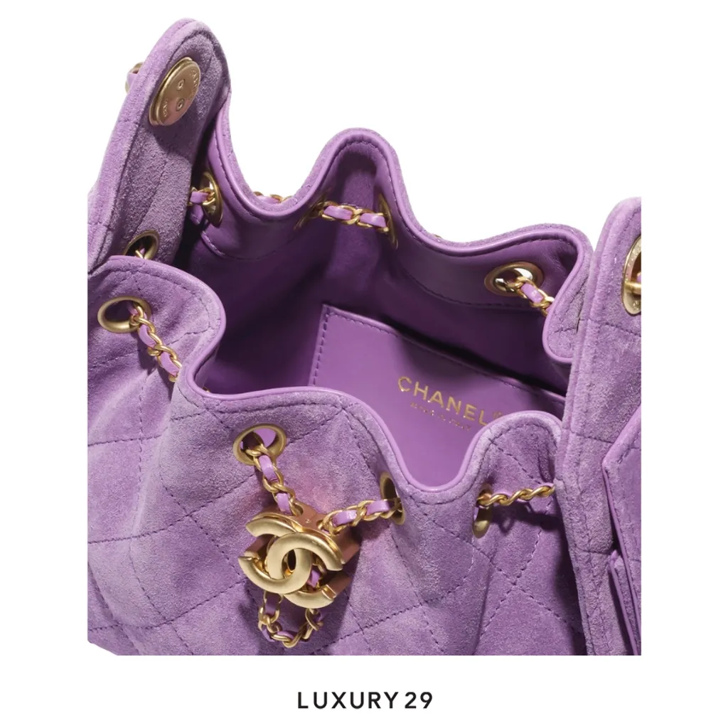 Chanel 25 Mini Handbag Suede Calfskin & Gold-Tone Metal Purple(Mini, Purple)