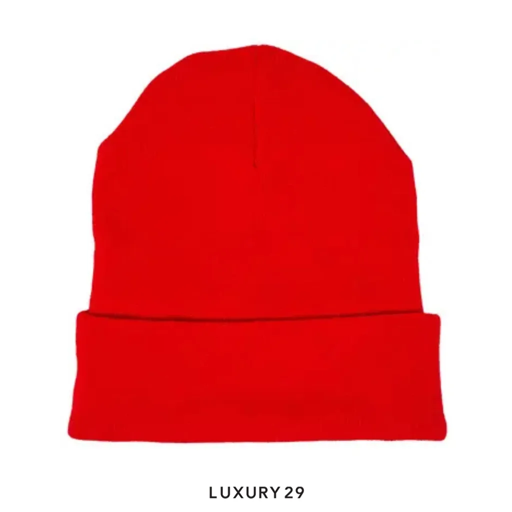 Chrome Hearts Script Beanie Red/White(Free Size, Red)