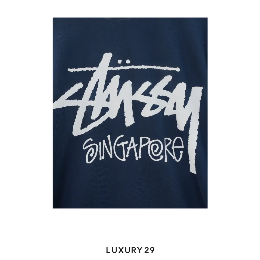 Stussy Exclusive Singapore tee Navy(2XL, Blue)