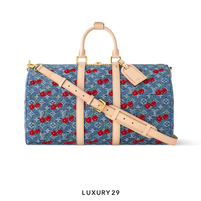 Louis Vuitton LV x TM - Keepall Bandouliere 45 Bag Monogram cherry denim Blue