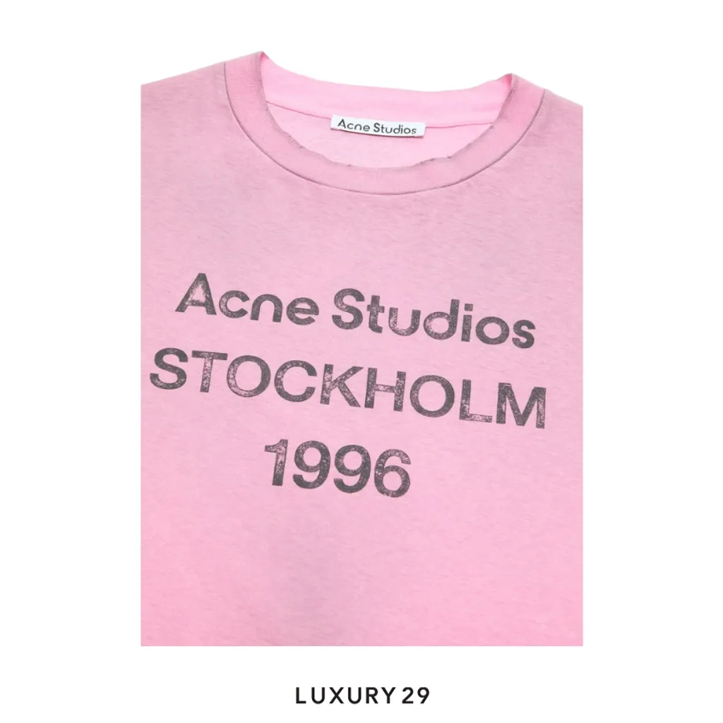 Acne Studios Sprayed logo t-shirt Cotton Candy Pink(M/S, Pink)