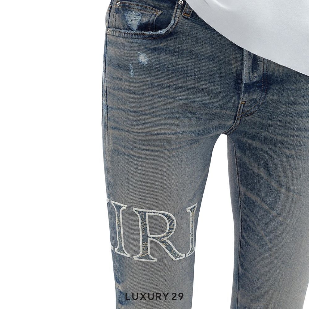 Amiri CORE LOGO BANDANA JACQUARD JEAN Vintage Indigo(M, Blue)