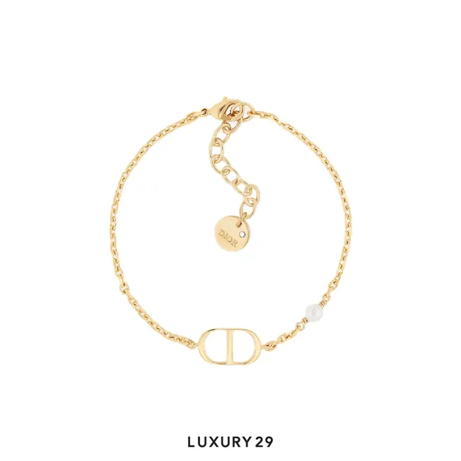 Dior Petit CD Bracelet Gold-Finish Metal and White Resin Pearl