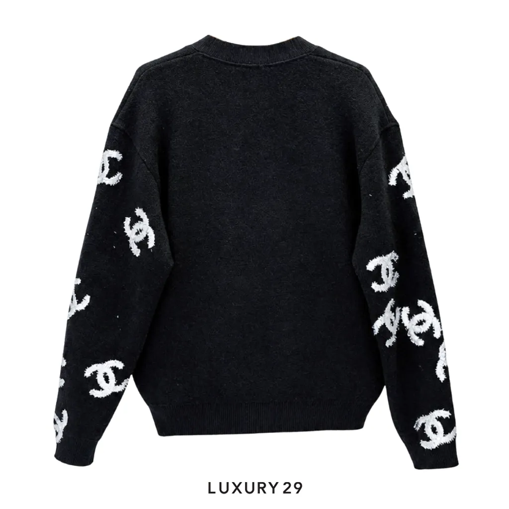 Chanel CARDIGAN Cashmere Navy & White(S, Grey)