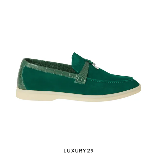 Loro Piana Summer Charms Walk Suede Baobab Green