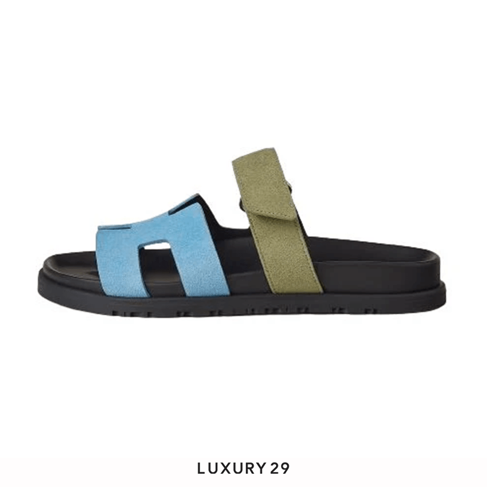 Hermes Chypre sandal Bleu Cameo / Vert Celadon(38.5, Multicolour)