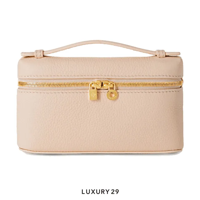 Loro Piana Extra Pocket Mini Pouch Grained Calfskin Creamed Honey/sun Gold