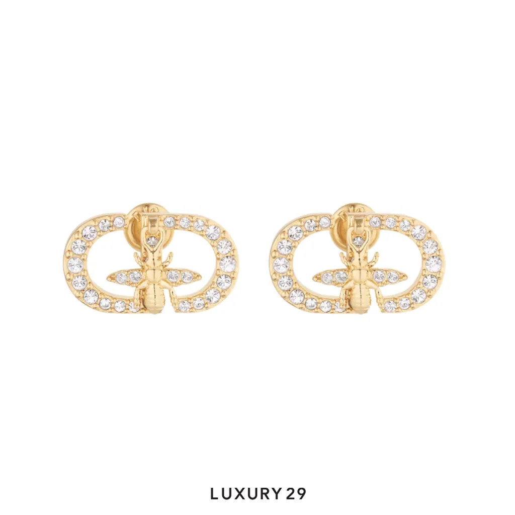 Dior Petit CD Bee Stud Earrings(Free Size, Gold)
