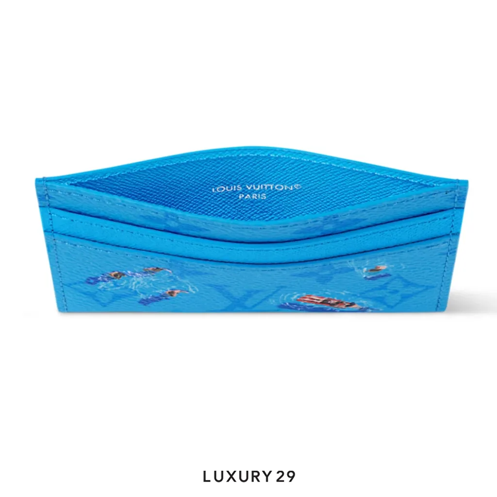 Louis Vuitton LV Double Card Holder Exclusive Online Pre-launch Lagoon Blue(Small, Blue)