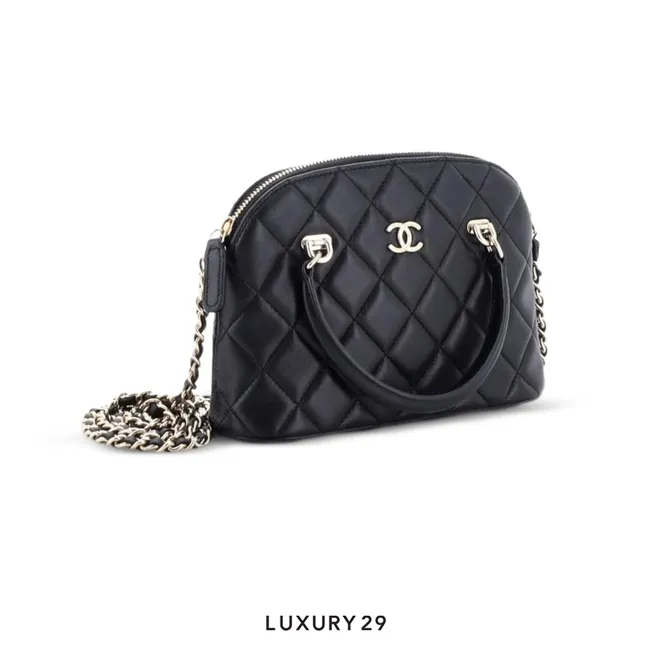 Chanel CC Dome Zip Shopping Bag Quilt Lambskin Mini crossbody bag