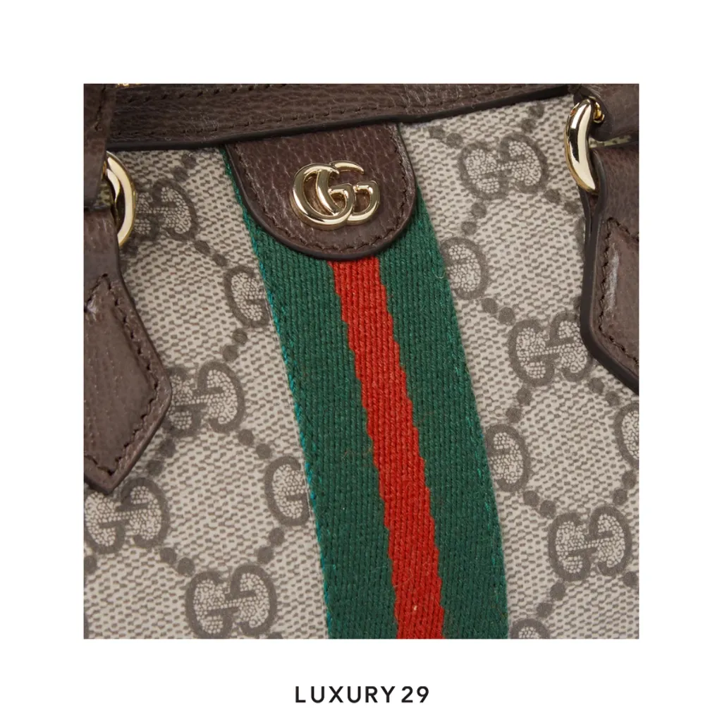 Gucci Ophidia mini boston bag Beige and dark brown GG Monogram coated fabric(Mini, Brown)