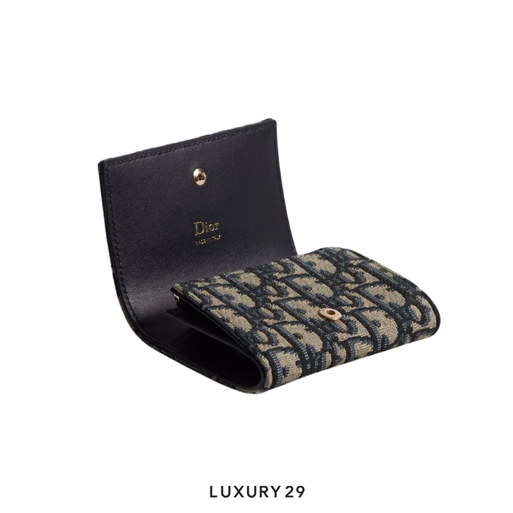 Dior Promenade Glycine Wallet Blue Oblique Jacquard(Mini, Blue)