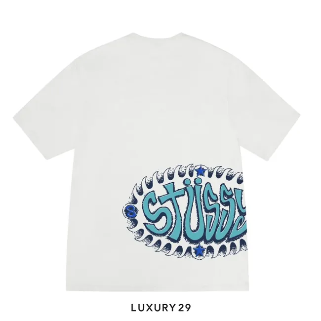 STUSSY WAVE OVAL TEE PIGMENT DYED WHITE