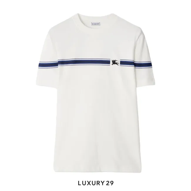 Burberry Stripe Cotton T-shirt in Salt
